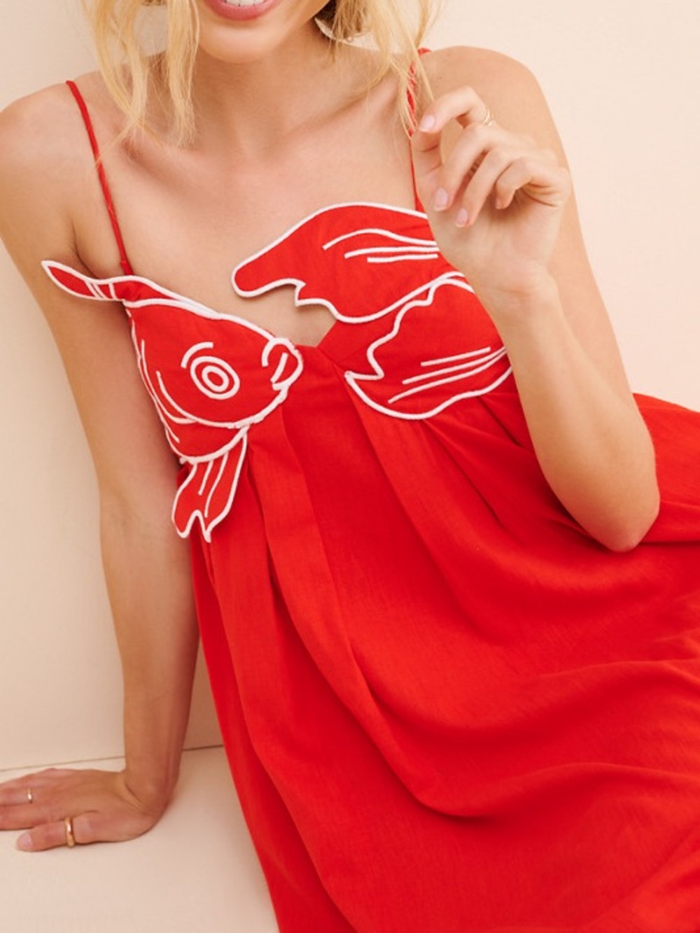 FARM Rio Red Maxi Dress with White Fish Detail - Picture 4 of 11
